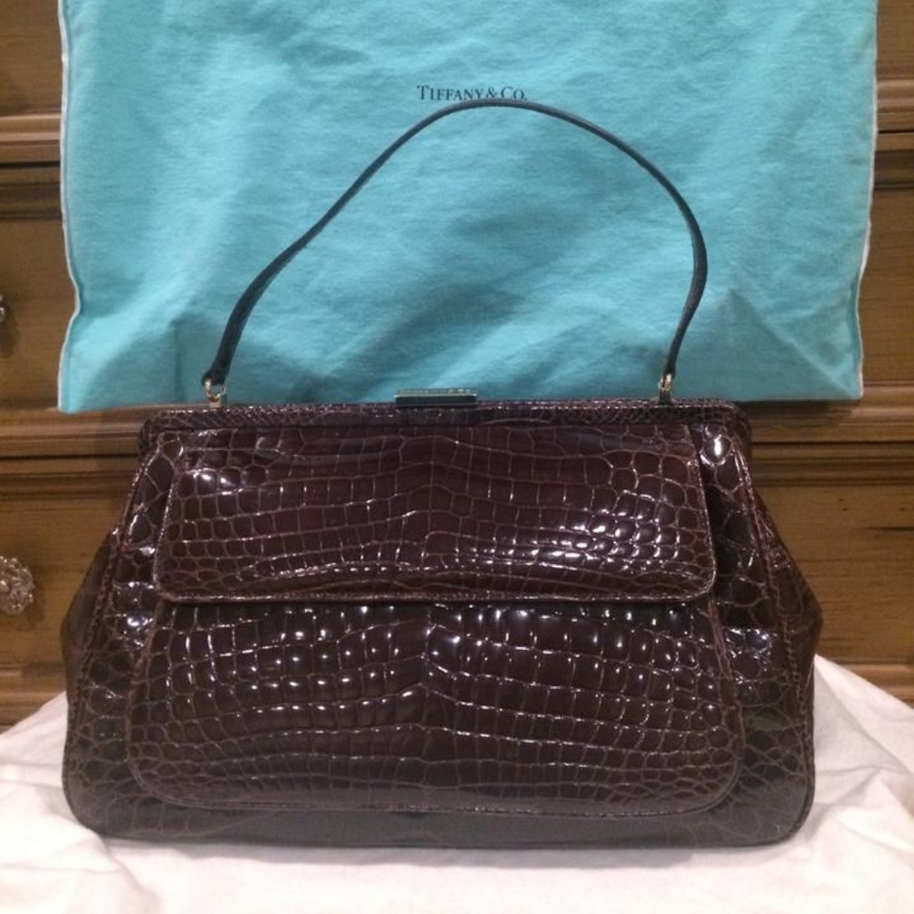 TIFFANY & CO. Brown Crocodile Laurelton Bag